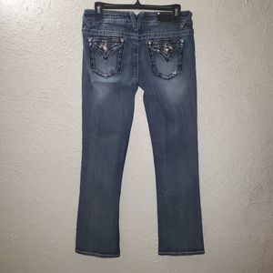 Vigoss Dallas Slim Boot Jeans Low Rise Womens 5/6 Medium Blue Wash Pants Crystal